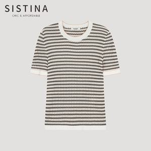 [SISTINA] 인기 슬림 리브 반팔 니트_ASKPOO21580_OW