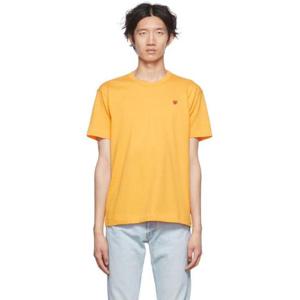 25 FW 꼼데가르송 남성 옐로우 하트 티셔츠 222246M213070