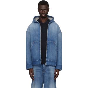 25 FW 발렌티노 남성 블루 데님 오버사이즈 후드티 242476M202005