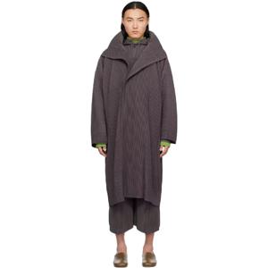 25 FW Homme Plisse Issey Miyake 남성 퍼플 먼슬리 컬러 디셈버 코트 251729M176002