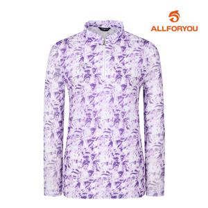[올포유] 여성 메쉬 소매 전판 프린트 반집업 티셔츠 AWTHM4476-604
