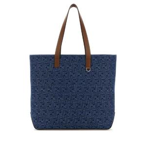 FENDI Embroidered denim shopping bag 7VA657AUGO F1SCG