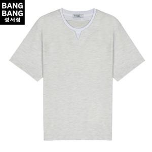 뱅뱅 HC04 여름남성 라운드 배색 V넥트임 반팔티 CTL318