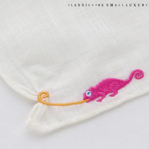 [클래식더스몰럭셔리] 일본수입 카멜레온 HANDMADE 손수건 아이보리 HC-2DWE505IV