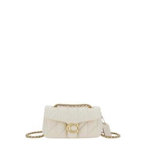 COACH Tabby 20 White Quilted Shoulder Bag with Chain Link Leather Shoulder Straps and Logo Plaque on the Front in Leather Woman CP149B4HA