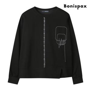 [보니스팍스(여성의류)]드로잉 자수 슬릿 스웨트 셔츠 XP9TS002M0