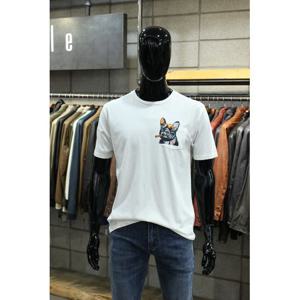[빠니깔레]MARIO이태리직수입 워시드코튼 프린팅포켓 라운드넥반팔티 f-atee03wh