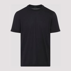 키톤 로고 자수 슬림핏 크루넥 티셔츠 UMK075303002 BLACK