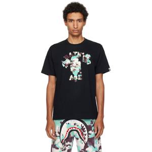 25 FW BAPE 남성 블랙 맵 카모 컬리지 마일로 티셔츠 251546M213214
