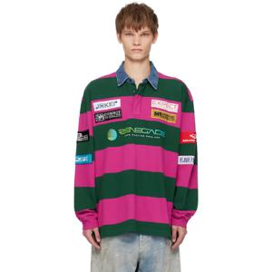 25 FW 마틴로즈 남성 퍼플   그린 럭비 폴로 셔츠 252892M212006