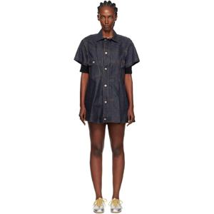 25 FW 사카이 여성 네이비 플리츠 데님 미니 드레스 252445F052007