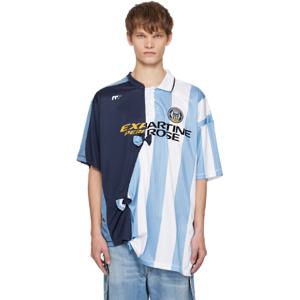 25 FW 마틴로즈 남성 블루   화이트 콜라주 풋베드 탑 252892M212005