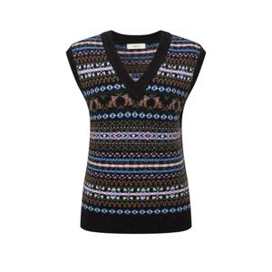 헤지스 여성 25FW 울 블렌디드 페어아일 V넥 베스트 다크그레이 HSSW5D103G3