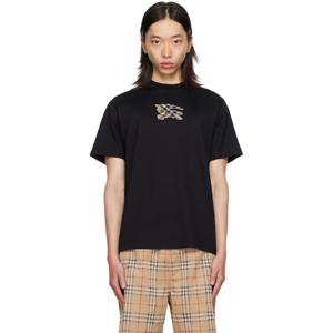 25 FW 버버리 남성 블랙 EKD 체크 코튼 티셔츠 252376M213027