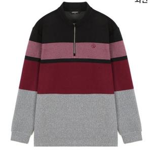 그린조이 HC12 남성 하프 집업 스트라이프 티셔츠 GF24KL21M(와인)
