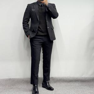 [바쏘옴므]남성 차콜 프리미엄울 모직 콤비 자켓 WSY4-JF75-ACH