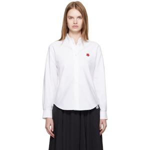 겐조 셔츠 화이트 겐조 파리 보크 플라워 자수 셔츠 252387F109001