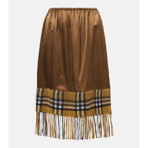 버버리 Burberry Check 프린지 새틴 미디 스커트  P00978439