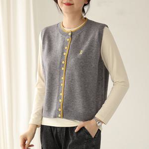 [웬디즈갤러리]배색 오픈 니트 조끼 / 소프트터치 데일리 레이어드 SKN108