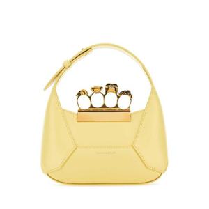 ALEXANDER MCQUEEN Pastel yellow leather mini Jewellered Hobo handbag 731136DYTAA 7400