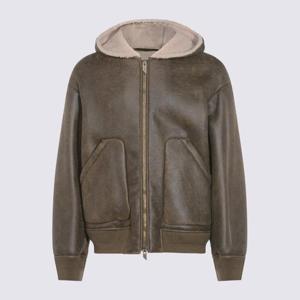 살바토레산토로 후드 시어링 라이닝 가죽 재킷 W25SANT49500U D