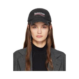 25 FW 발렌시아가 여성 블랙 업 폴리티컬 볼캡 232342F016003