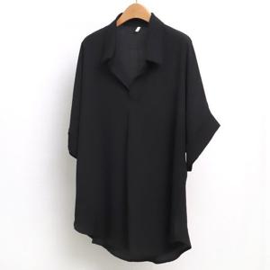 [아이우먼]빅사이즈반팔블라우스 5181L505 오픈롤업블라우스 WW