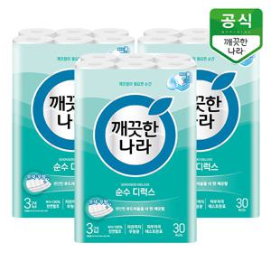 깨끗한나라 화장지 순수 디럭스 3겹 30m 30롤 x 3팩