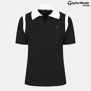 [테일러메이드]여성 니트 배색 V넥 카라 반팔 티셔츠 TWTPO6146-199