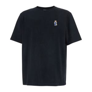 메종키츠네 블랙 스몰 자수 패치 크루넥 반팔 티셔츠 PM00121KJ