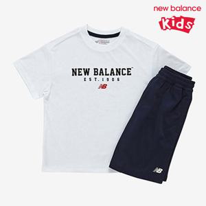 [뉴발란스]뉴발란스 키즈 로고 포인트 반팔 셋업 NK9YF2113U-10
