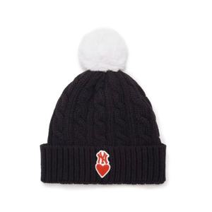 MLB 하트 꽈베기 폼폼 비니 A5 7ABNH0236 50BKS 50PKS