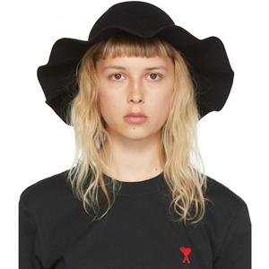 아미 블랙 Borsalino 펠트 헤어 퍼 모자 UHA260.313 221482F015000
