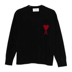아미 레드 하트 로고 크루넥 울 스웨터 UKS838D 018009