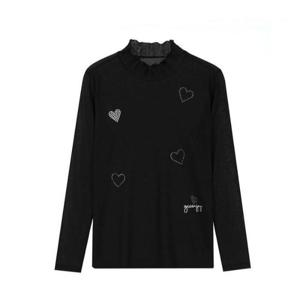 그린조이 HC12 여성 핫픽스 프린트 반폴라 티셔츠 GP25KL27W(검정)