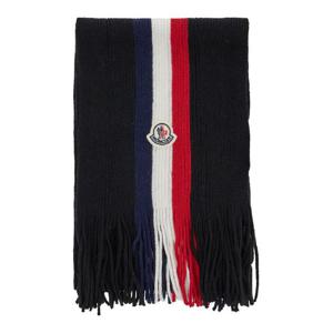 MONCLER Multicolor Scarf with Tricolor Band and Logo Patch in Wool Man 3C00019A9575999