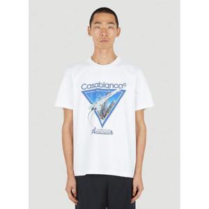25 FW 카사블랑카 남성 Casablanca Aiiiiir Print T Shirt cbl0150006wht