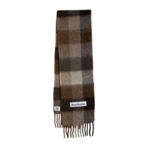 아크네스튜디오 체크 패턴 울 머플러 CA0084 DTJ DARK BROWN WH