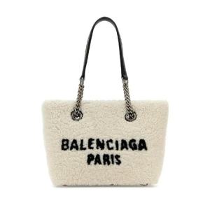 BALENCIAGA White shearling Duty Free S handbag 7599412AAWO 9224