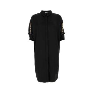 LOEWE Black satin shirt dress S359Y09XDB BLACK