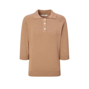 헤지스 여성 25FW 단4일브랜드데이브라운 짜임 면 반팔카라니트 HSSW5D804W2