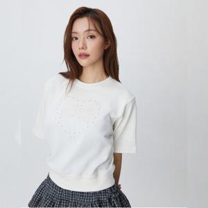 플라스틱아일랜드  스터드 자수 포인트 티셔츠 (PR3CH862)