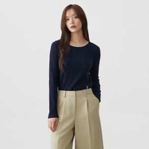 플라스틱아일랜드  네크배색 슬림 티셔츠 (PR3CL881)