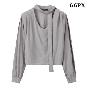 GGPX 러블리 타이 브이넥 블라우스 (GPCBA047D)
