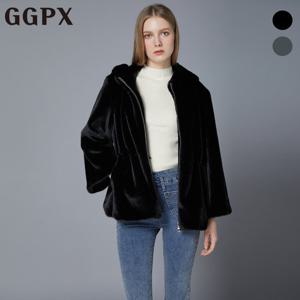GGPX  스트링 웨이스트 페이크 퍼 후드 점퍼 (GOZFU002F)