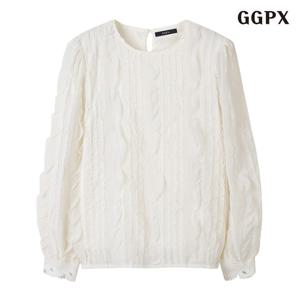 GGPX 러블리 프릴 라운드넥 블라우스 (GPCBA012D)