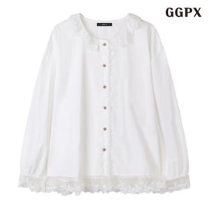 GGPX 레이스 버튼업 라운드넥 블라우스 (GPCBA017D)