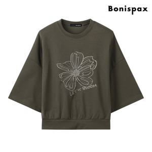 [보니스팍스(여성의류)]플라워 자수 맨투맨 티셔츠 (XP3LW007L0)