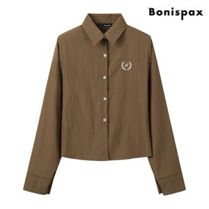 [보니스팍스(여성의류)]심플 자수 카라 긴팔 셔츠 (XP3BA037L0)