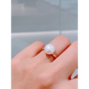 미니골드 14K 버튼 담수 진주 반지 10mm RJUM4059